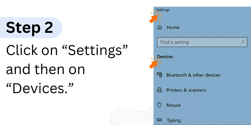 Click on “Settings” and then on “Devices