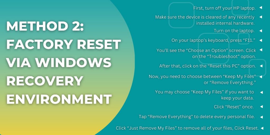 Factory Reset via Windows Recovery Environment